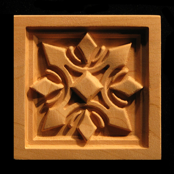 Block - Crossed Points carved wood