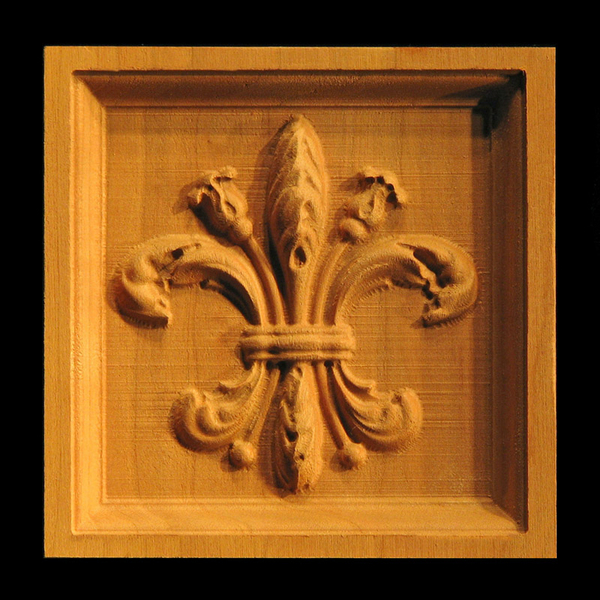 Block - Fleur de Lis #2 carved wood
