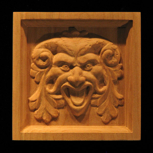 Block - Green Man carved wood