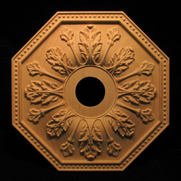 Carved Wood Medallion - Acanthus Leaves Carved Wood