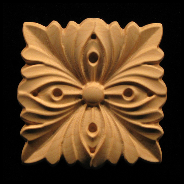 Onlay - Four Leaves Carved Wood