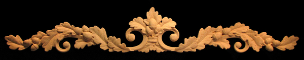 Onlay - Carved Oak Leaves with Acorns Scrollwork Carved Wood