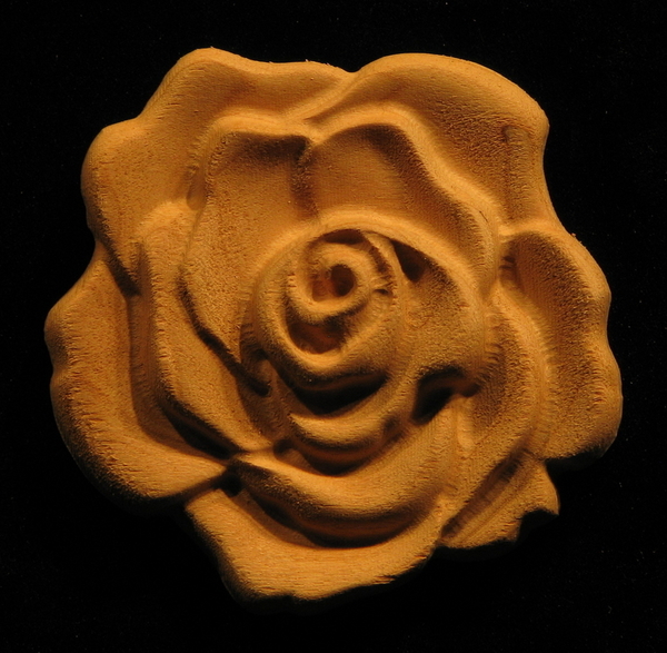 Onlay - Rose 2 Carved Wood