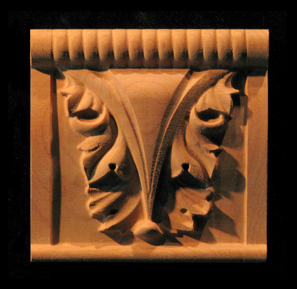 Capital - Acanthus Leaf with Stacked Coins | Flat-Back Decorative Wood Capitals