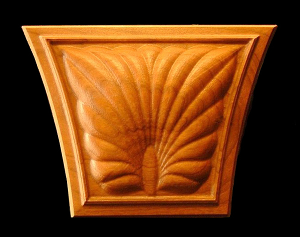 Onlay - Nouveau Folds Keystone Carved Wood