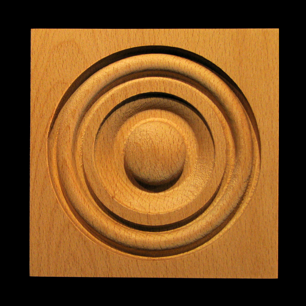 Block - Bullseye Rosette #1 Carved Wood
