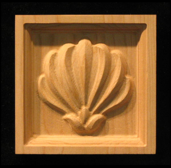 Block - Shell Flower Palmette carved wood