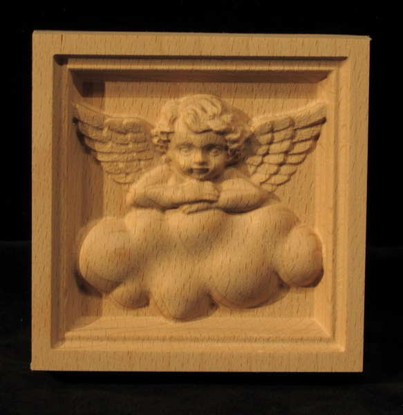 Block - Cherub Angel carved wood