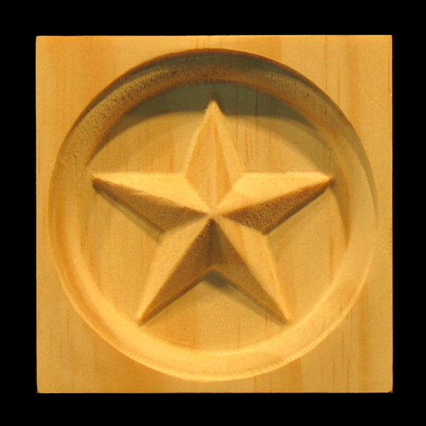 Block - Americana Star Carved Wood