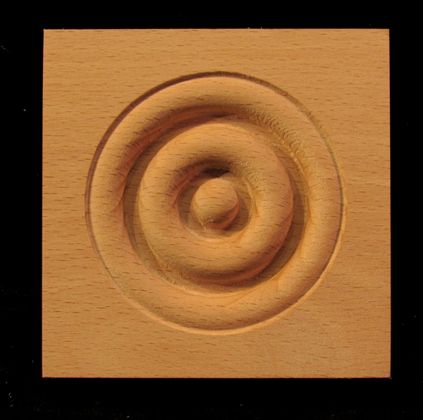 Block - Bullseye Rosette #2 Carved Wood