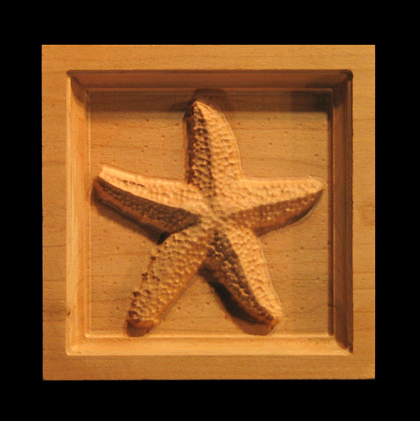 Block - Starfish carved wood