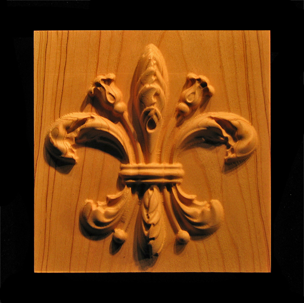 Plaque - Carved Fleur de Lis #2 Carved Wood