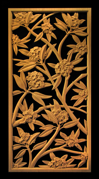 Panel - Plumeria Carved Wood