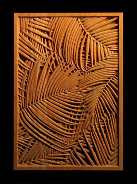 Panel - Palm Frond Carved Wood