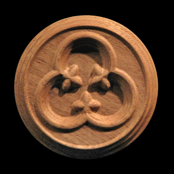 Rosette - Gothic Trefoil carved wood