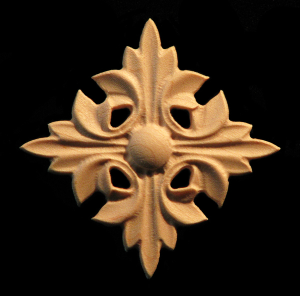 Onlay - Four Leaf Carved Wood