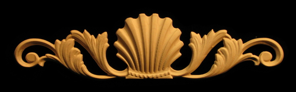 Onlay - Classic Shell with Scrollwork Carved Wood