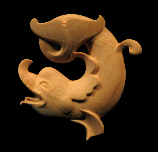 Onlay - Classic Dolphin Carved Wood