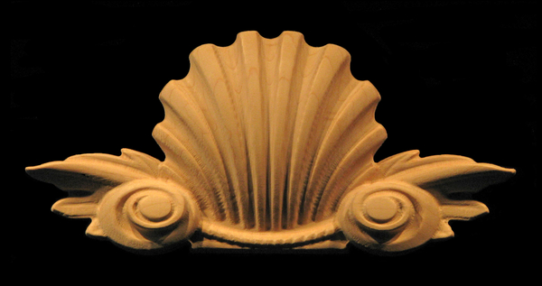 Onlay - Classic Shell with Volutes Carved Wood