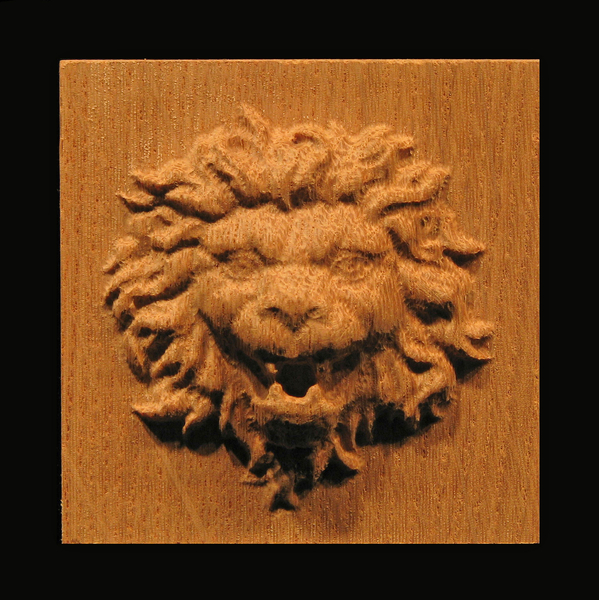 Plaque - Roaring Lion Head Carved Wood