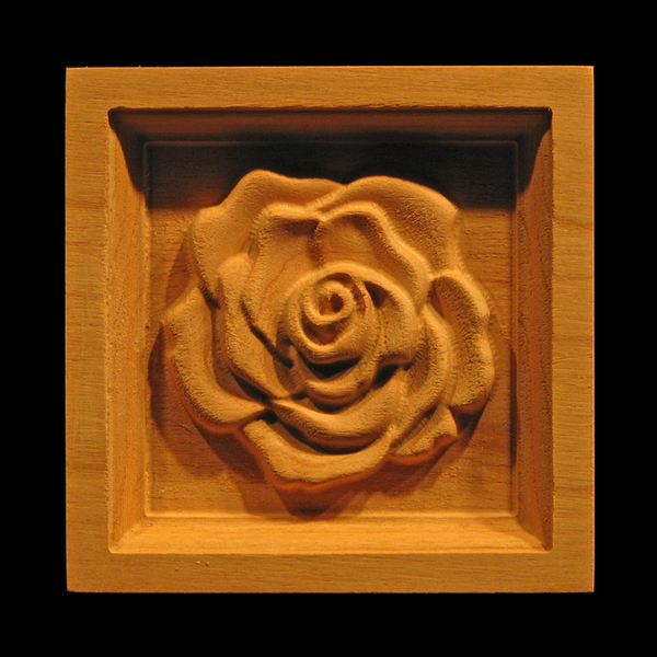 Block - Carved Rose carved wood