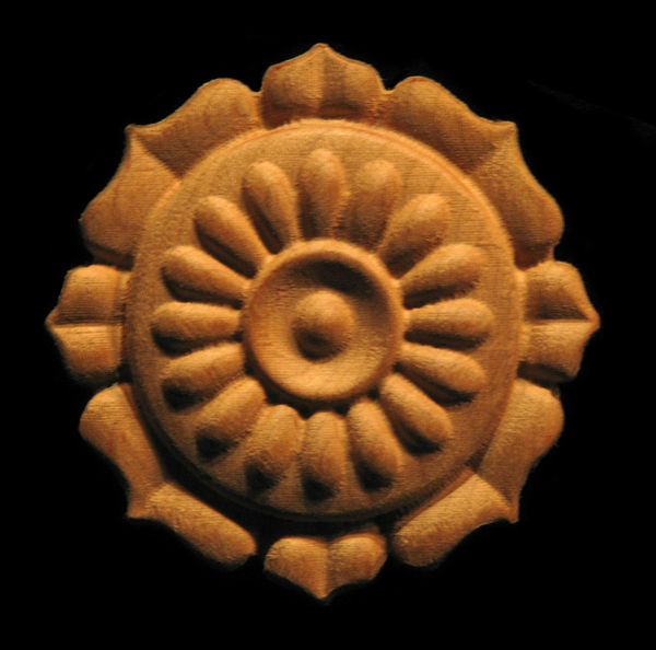 Rosette - Sunflower Carved Wood