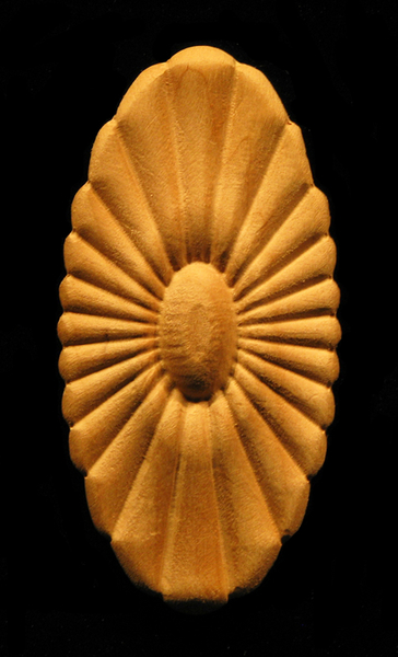 Onlay - Sun Daisy - Oval Carved Wood