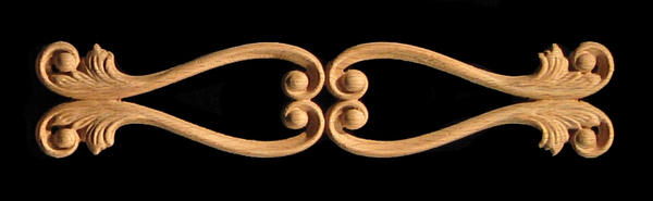 Onlay - Simple Volutes Set Carved Wood