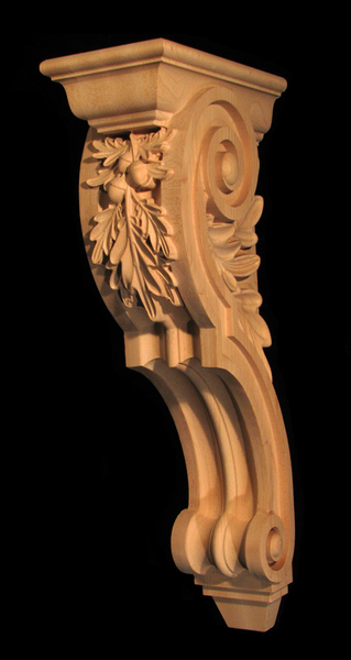 Corbel - Old World Oak Leaves Carved Wood