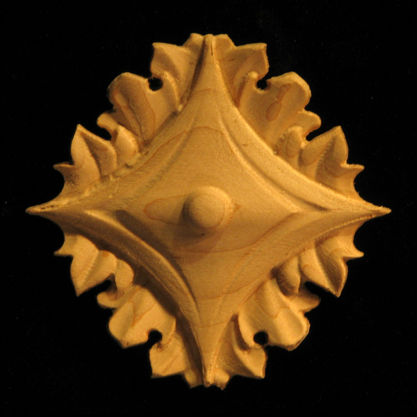 Onlay - Acanthus with Points Carved Wood
