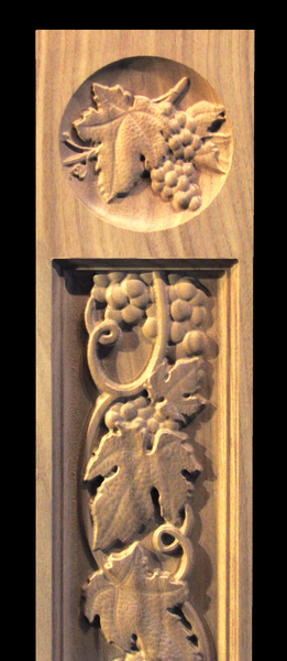 Pilaster - Tuscan Grapes Carved Wood