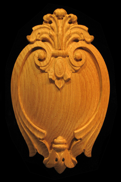 Onlay - Acanthus in Oval with Volutes Carved Wood