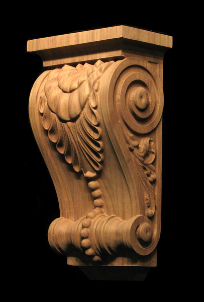 Corbel - Leaf and Bead Carved Wood