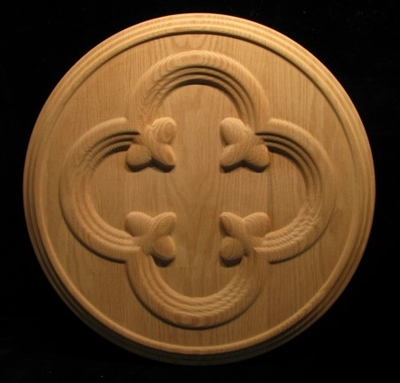 Medallion - Gothic Quatrefoil Carved Wood