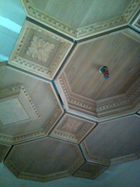 Image Coffered Ceiling Installation - Featuring Acanthus Four Leaf Onlay