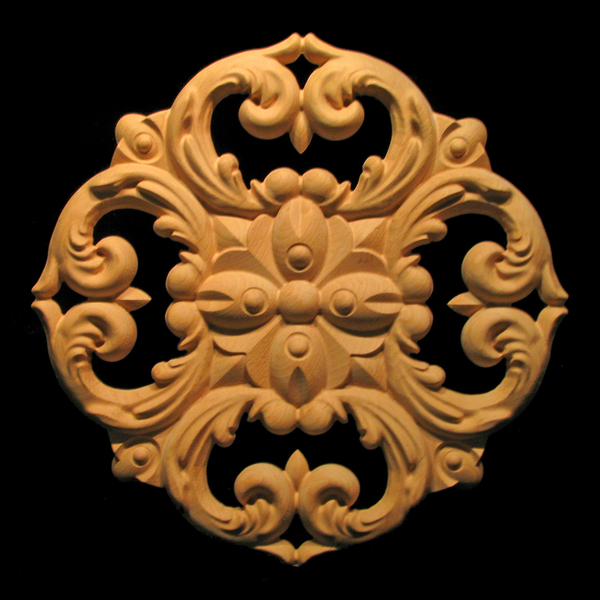 Carved Wood Medallion - Flourish Carved Wood