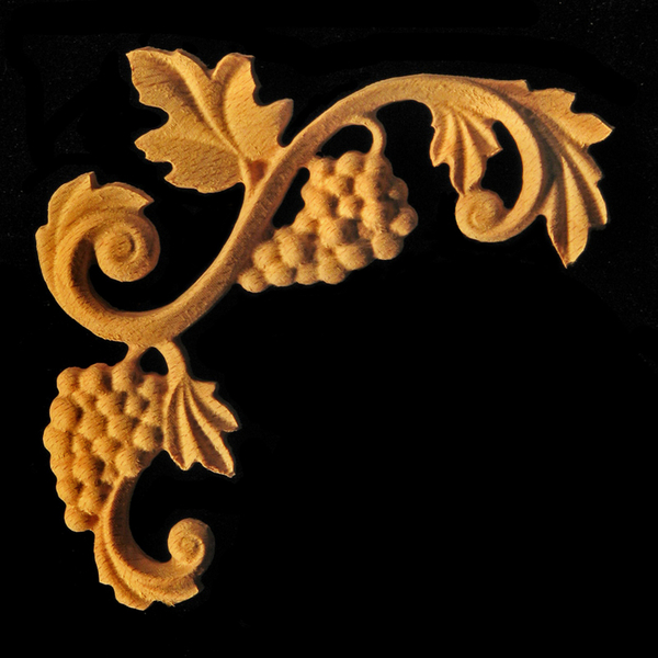 Onlay - Acanthus Corner Volutes Carved Wood