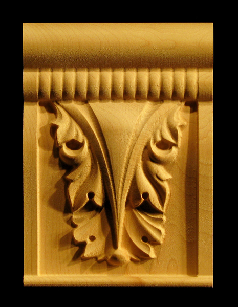 Capital - Acanthus Leaf with Stacked Coins and Rounded Top | Flat-Back Decorative Wood Capitals