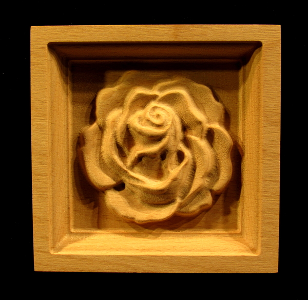 Block - Carved Rose carved wood