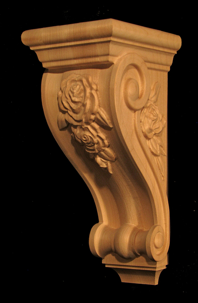 Corbel - Rose Carved Wood