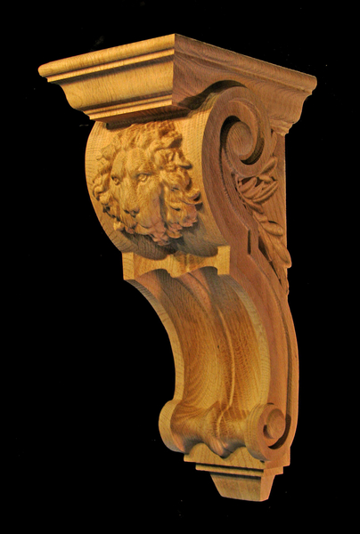 Corbel - Regal Lion Carved Wood