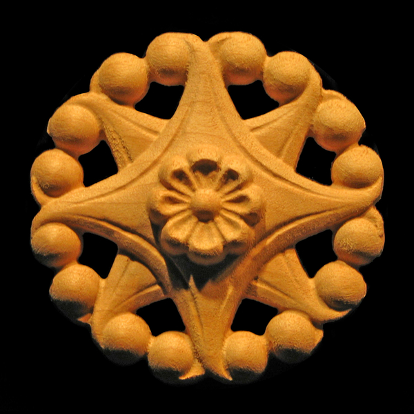 Rosette - Beaded Diamond Ccarved wood