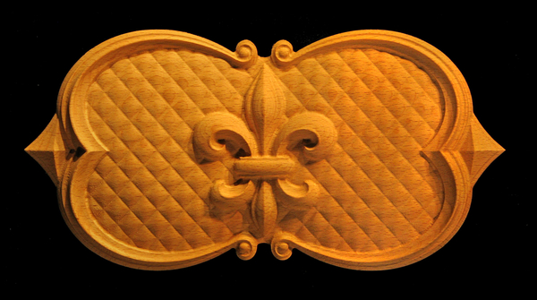 Onlay - Fleur de Lis in Oval Carved Wood