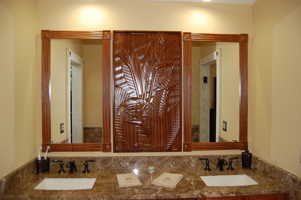 Bird of Paradise Bathroom | Custom Carved Panels