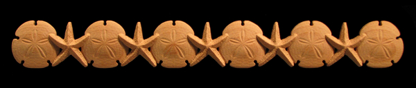 Onlay - Starfish and Sand Dollar Carved Wood