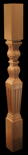 Newel Post - Acanthus with Fluted Base | Columns & Capitals - Full Round,  Half Round &  3/4 Round