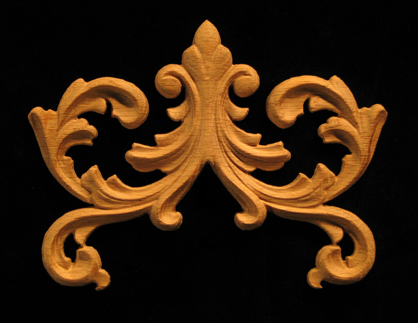 Onlay - Crowned Volutes Carved Wood