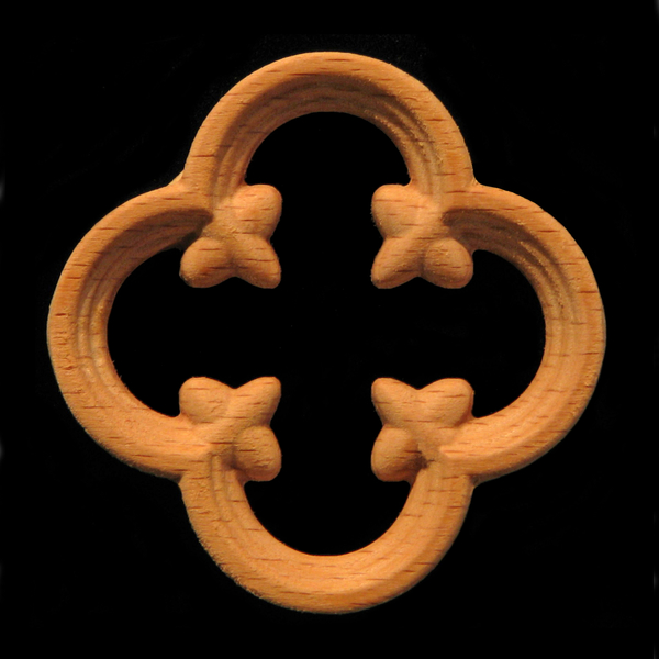 Onlay - Gothic Quatrefoil Pierced Carved Wood