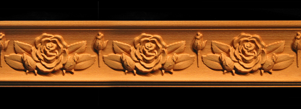 Moulding - Rose with Leaves Carved Wood