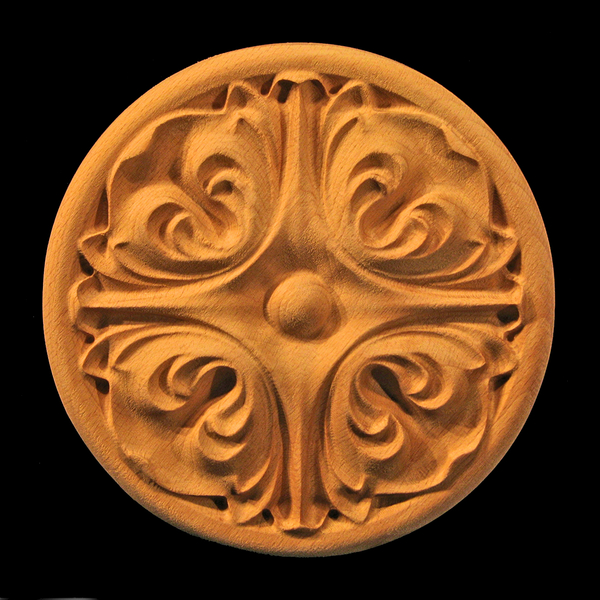 Carved Wood Medallion - Acanthus with Points Carved Wood